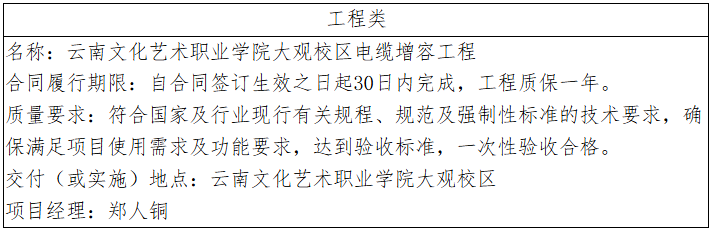 云南文化艺术职业学院 大观校区电缆增容工程成交结果公告